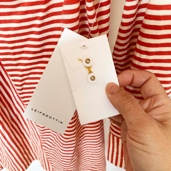 Totally NEW Leifsdottir red and beige striped shirt, Size M - Picture 3 of 7